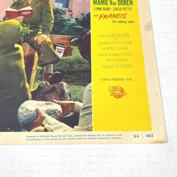 Francis Joins The Wacs 1954 Universal Pictures Movie Lobby Card Poster 11x14 VTG - Picture 3 of 7